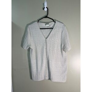 Vintage Penmans Cream Textured Cardigan Sweater Grandpacore Fall Short Sleeve